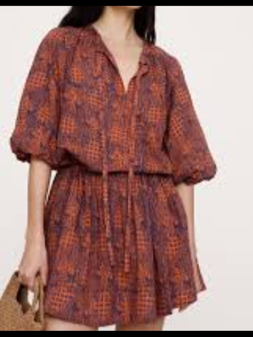 Banana Republic Rust & Navy Printed Mini Dress